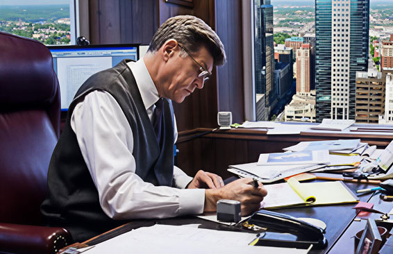David M. Lurie at work in his office